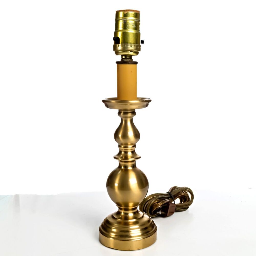 Vintage Solid Brass Base Table Lamp - No Shade